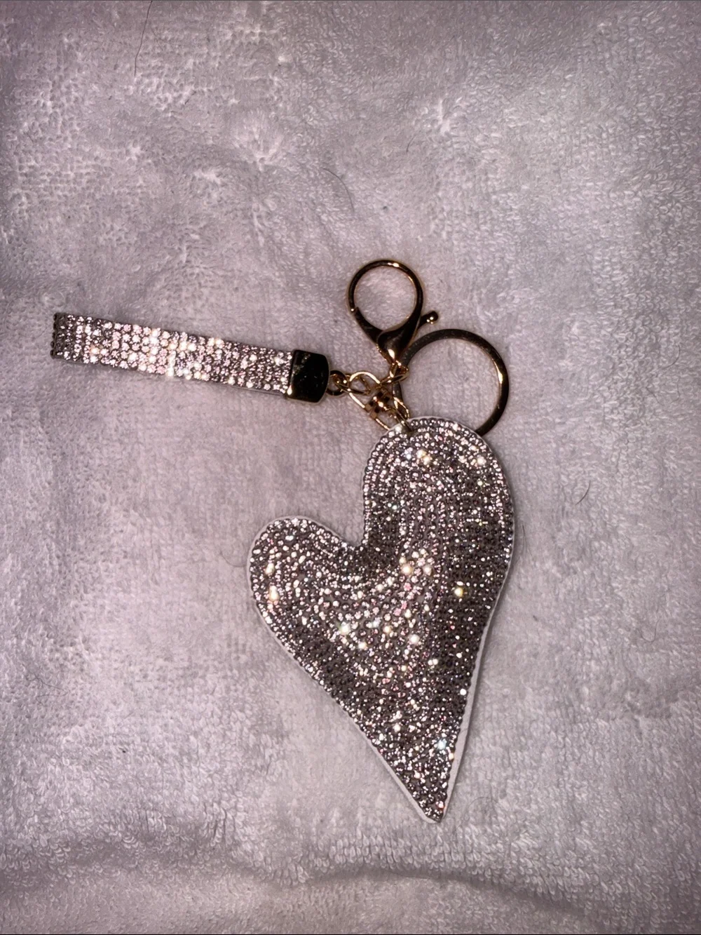 Sparkling Heart Keychain  - Silver